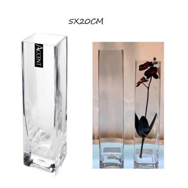 Cylinder Glass Vase - 5cm x 5cm x 20cm