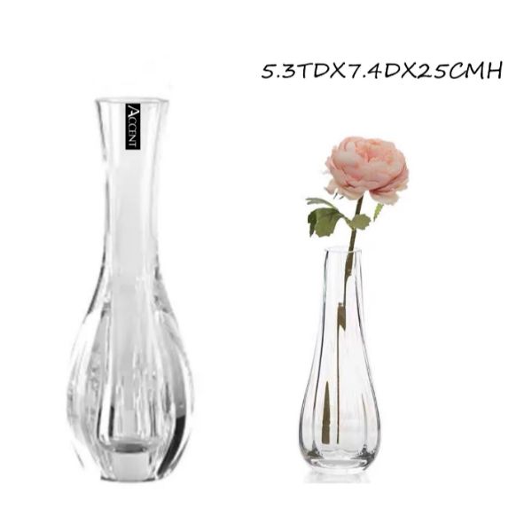 Glass Vase - 5.3cm x 7.4cm x 25cm
