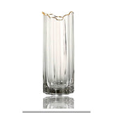 Load image into Gallery viewer, Glass Ribbed Vase With Gold Rim - 12cm x 30cm