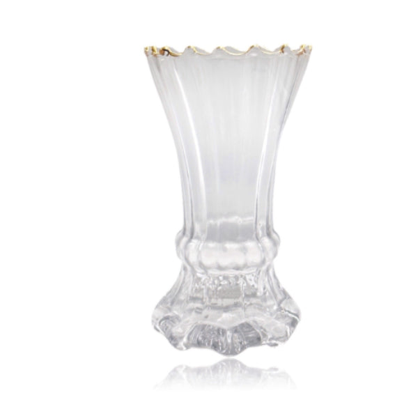 Clear Decorative Vase With Gold Rim - 13cm x 22cm
