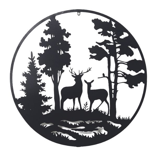 Metal Black Reindeer Wall Decor - 80cm x 1cm x 80cm