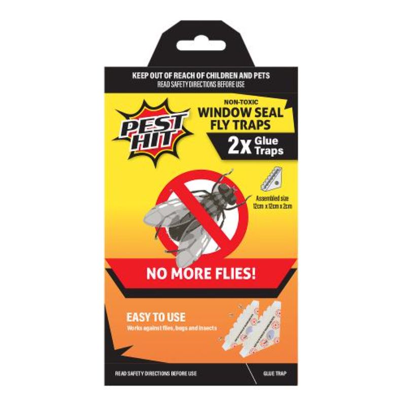 2 Pack PestHit Non-Toxic Window Seal Fly Traps - 12cm x 12cm x 2cm