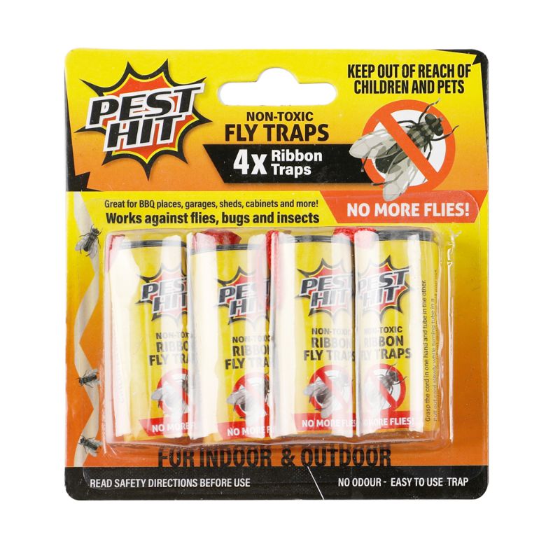 4 Pack Non Toxic Fly Traps - 78cm x 3.5cm