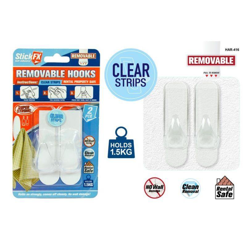 2 Pack 1.5kg Clear Self-Adhesive Hooks - The Base Warehouse