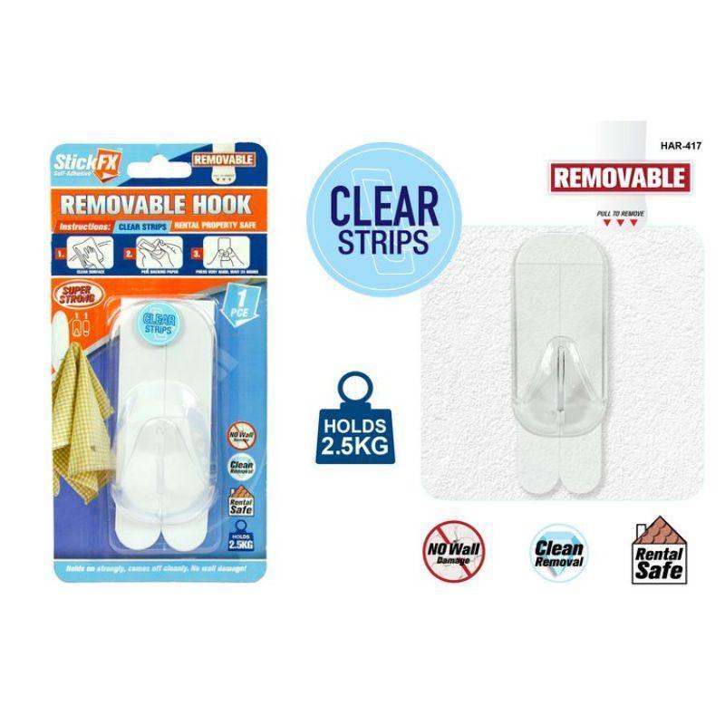 2.5kg Clear Self-Adhesive Hooks - The Base Warehouse