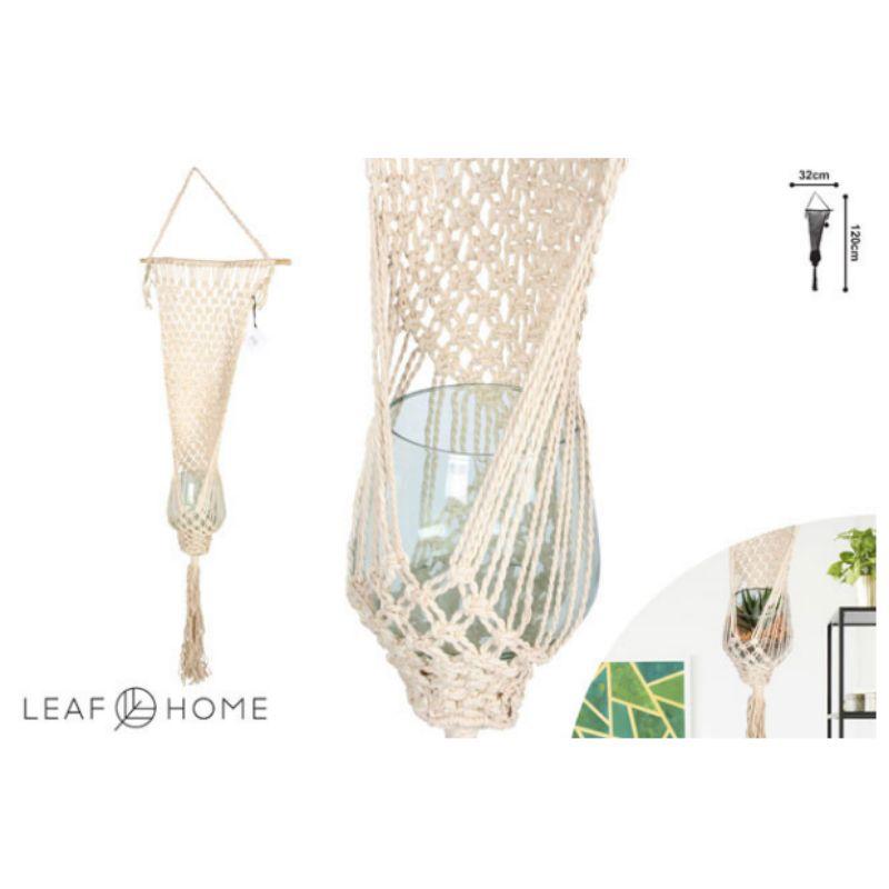 Summer Macrame Wall Hanger Planter with Glass Vase - 120cm x 32cm