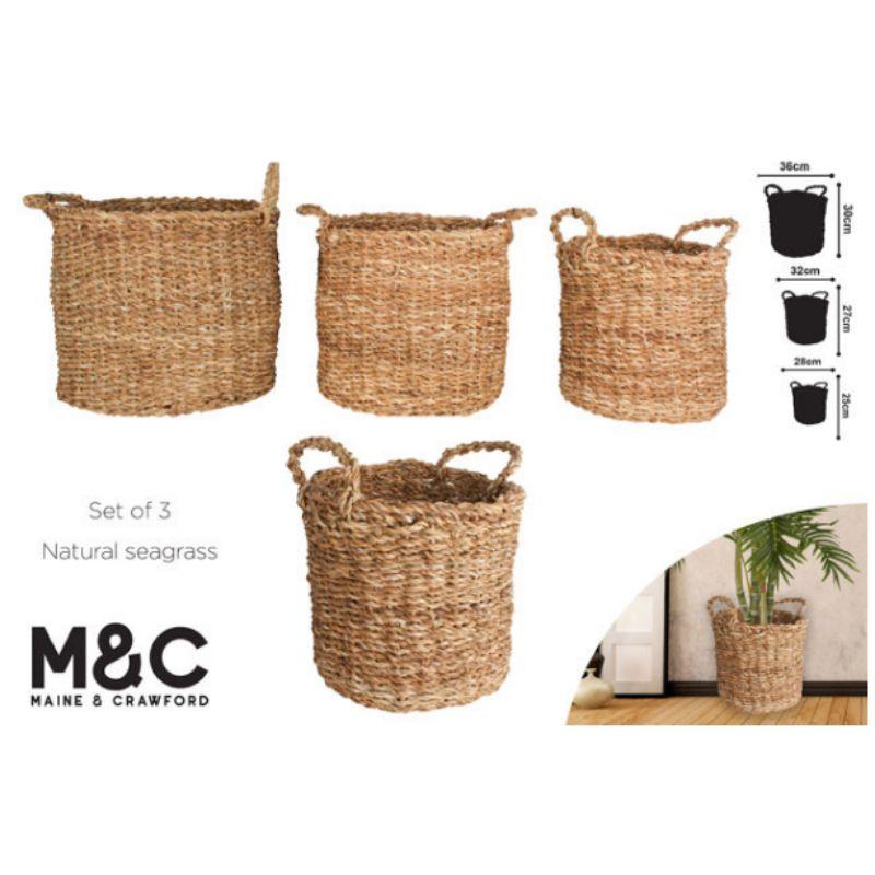 Yamba Seagrass Round Basket with Handle