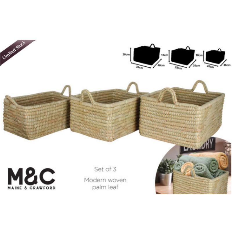 Macquarie Palm Leaf Rectangle Basket with Handles 1