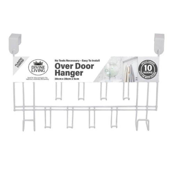 10 Hook White Over Door Hanger