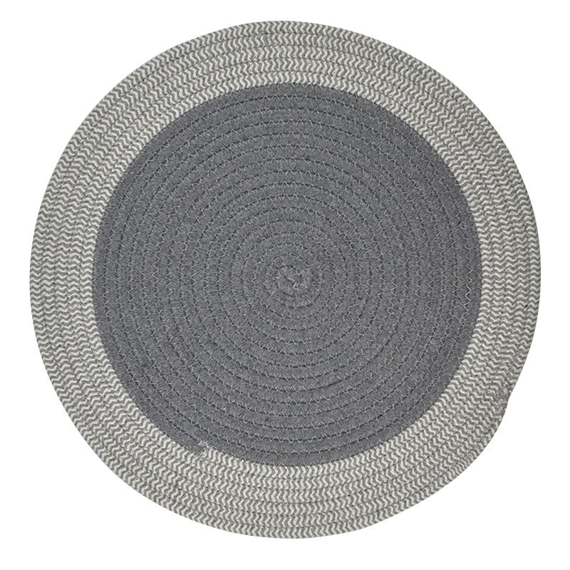 Grey & White Demi Cotton Round Placemat - 38cm
