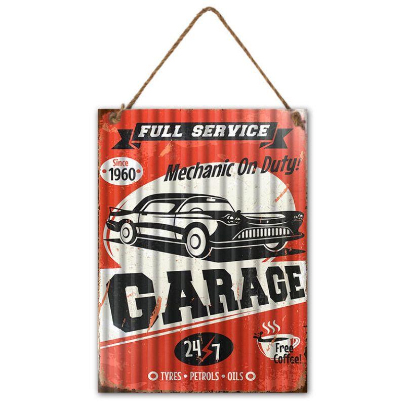 Full Service Garage Corrugated Metal Sign - 30cm x 40cm