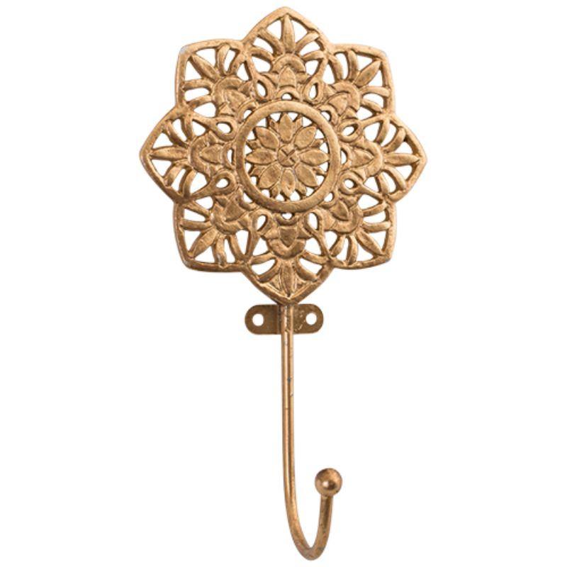 Flower Brass Wall Hook - 9cm x 4.4cm x 16cm - The Base Warehouse