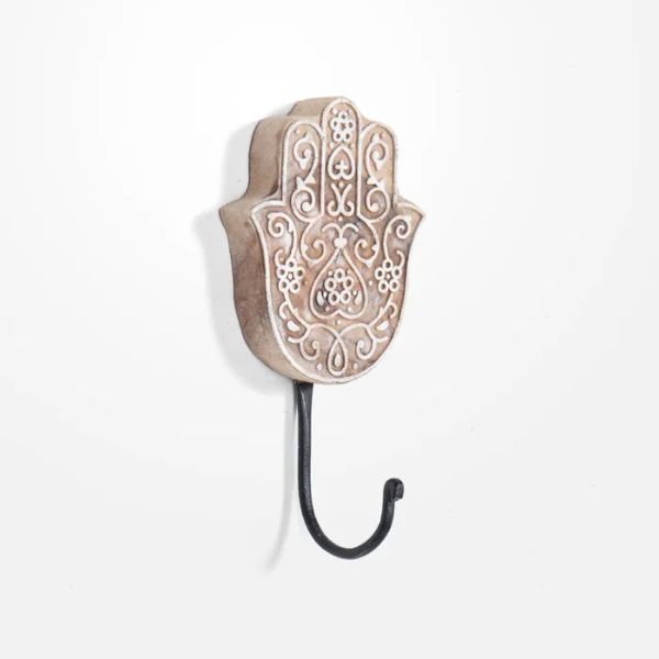 Giving Hands Carved Wood Block Hook - 5cm x 5cm x 2cm