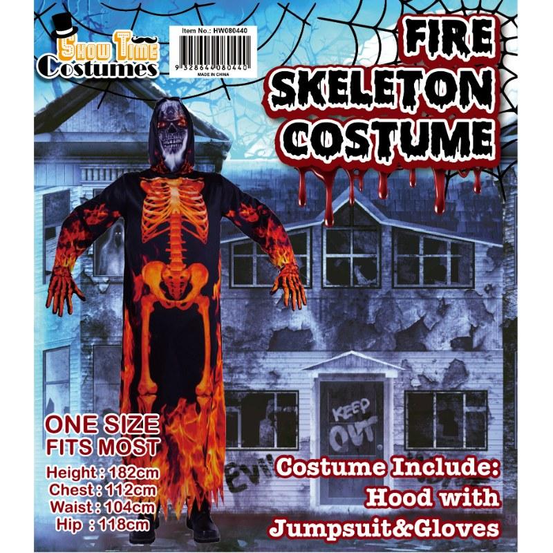 Mens Flaming Skeleton Costume