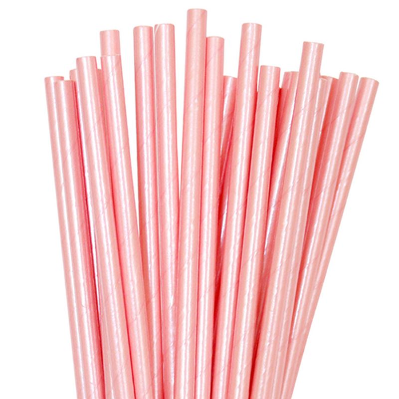 25 Pack Iridescent Orange Paper Straws - 0.6 x 19.7cm
