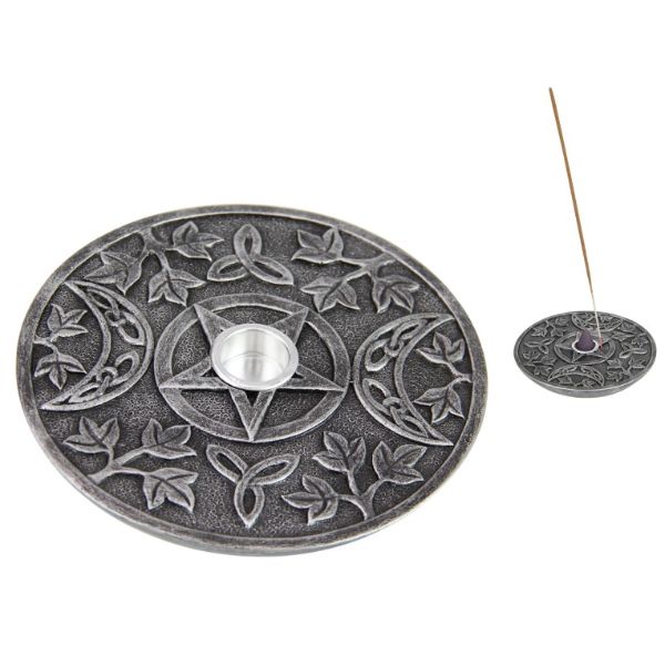 Round Triple Moon Incense Candle Holder - 13cm