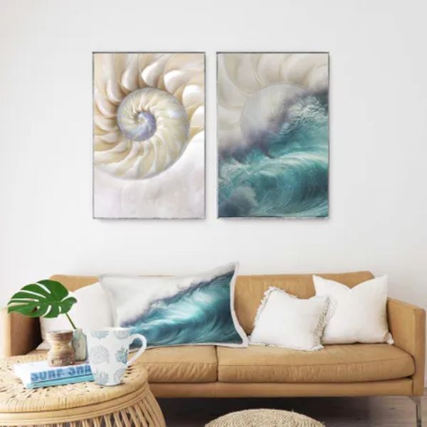 Indigo Waves Crest Cushion - 30cm x 50cm
