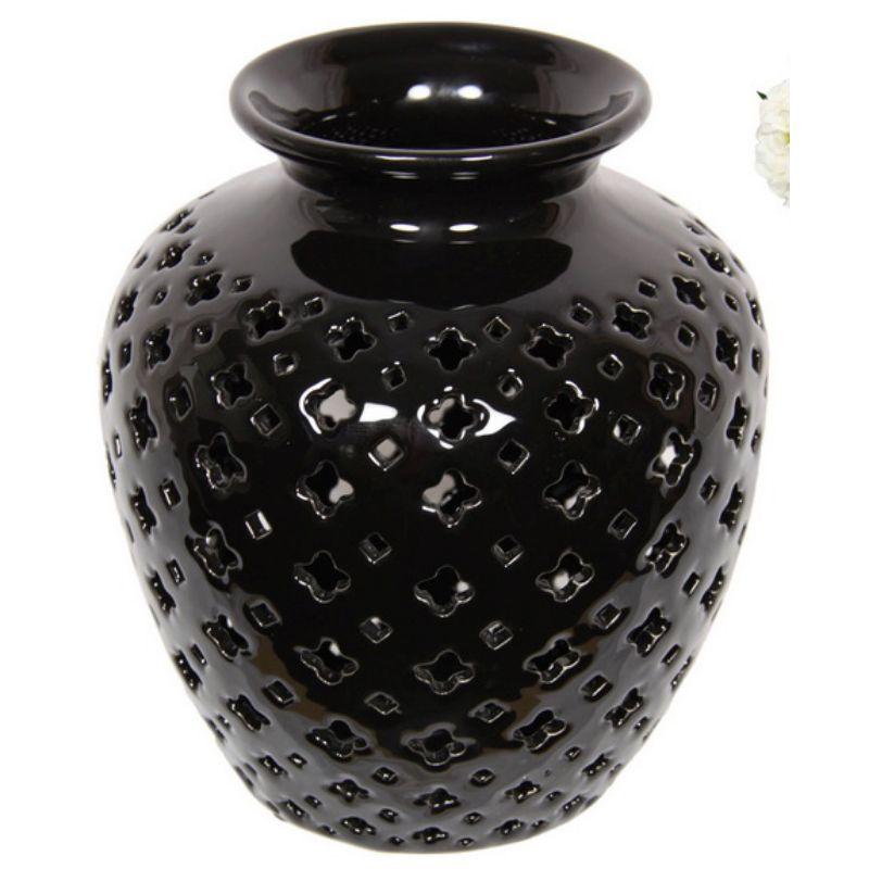 Black Filigree Vase - 25cm