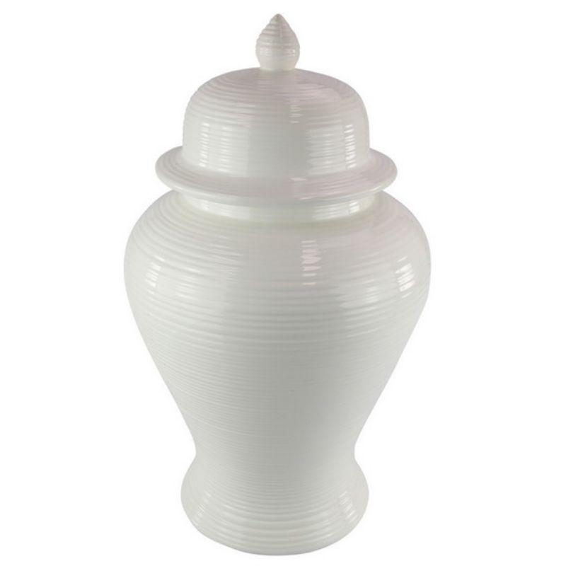White Ripple Glaze Temple Jar - 40cm