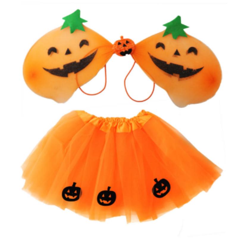 Halloween Pumpkin Wings & Tutu Set