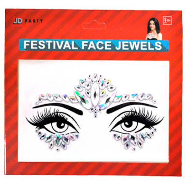 Silver Crown Diamante Face Jewels