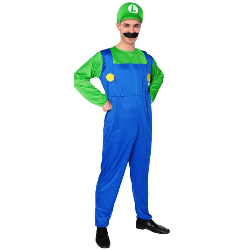 Adults Green Plumber Luigi Costume - L/XL
