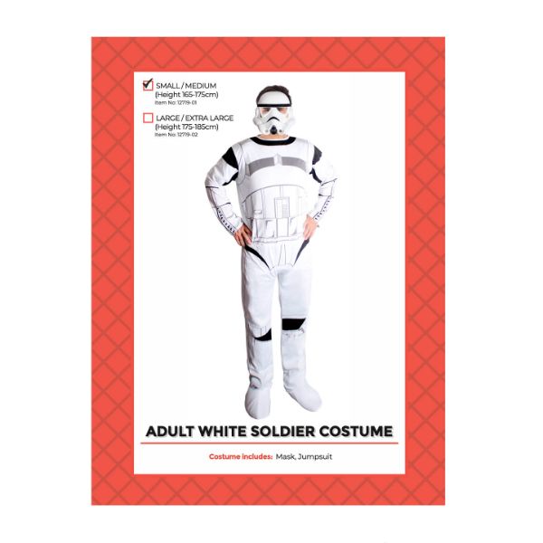 White Soldier Adult Costume - Small / Medium