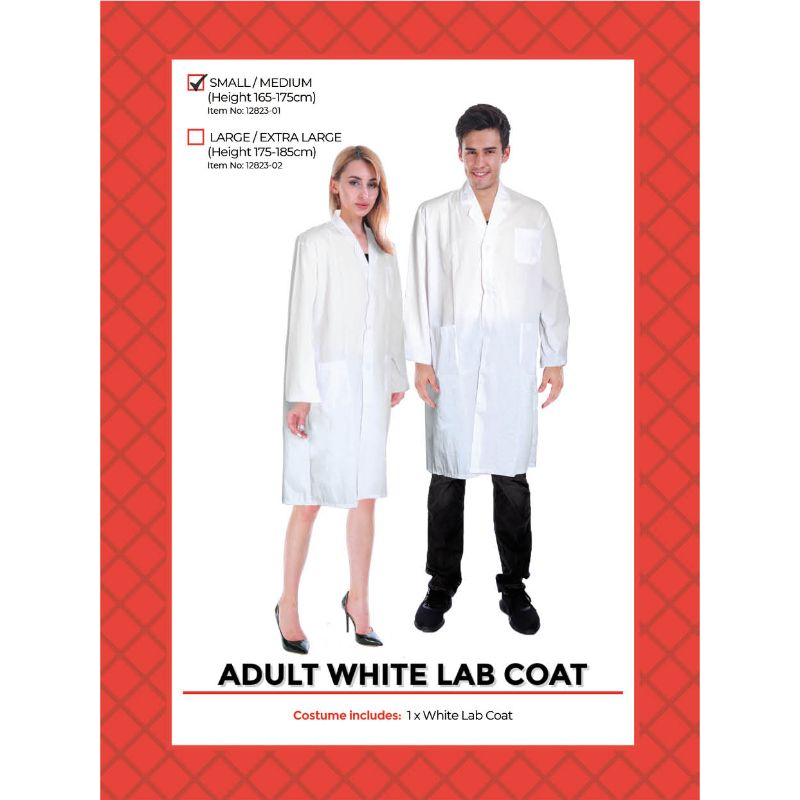 Adults White Lab Coat Costume - S/M