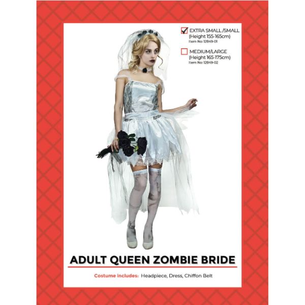 Adult Queen Zombie Bride Costume (S/M)