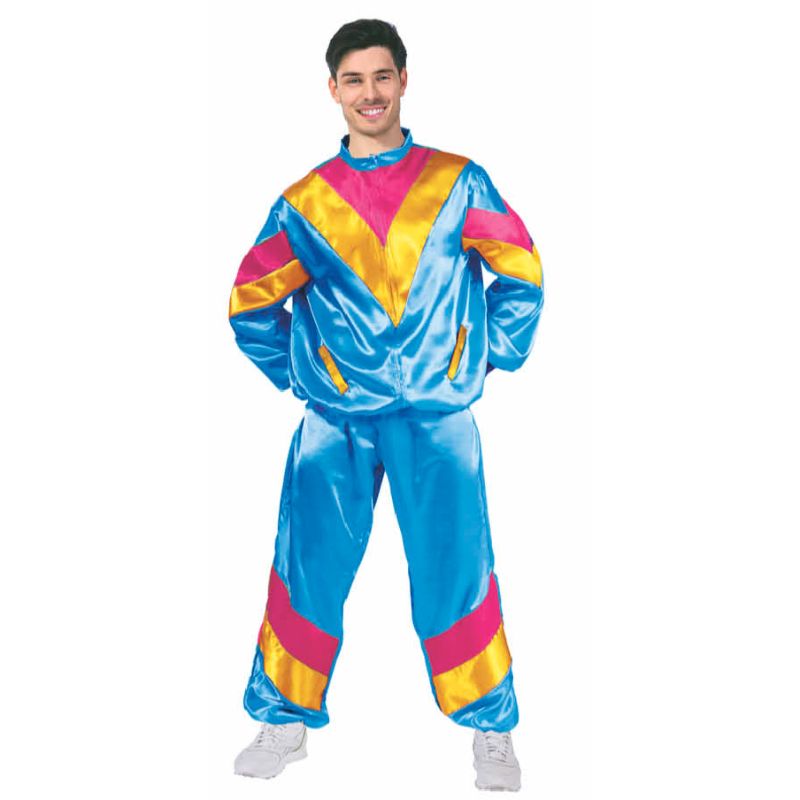 Adults Blue 80s Man Costume - S/M