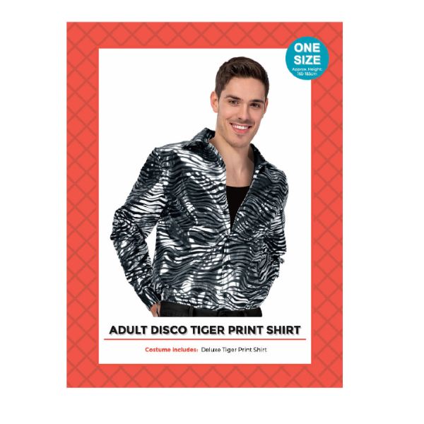 Tiger Print Adult Disco Shirt