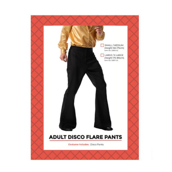 Black Flare Adult Disco Pants - Small / Medium
