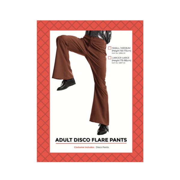 Brown Flare Adult Disco Pants - Small / Medium