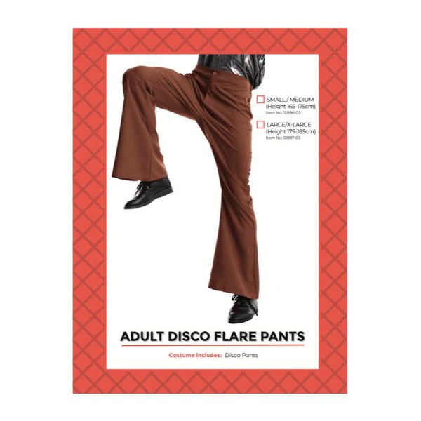 Brown Flare Adult Disco Pants - Large / X-Large