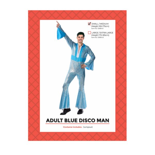 Blue Adult Disco Man Costume - Small / Medium