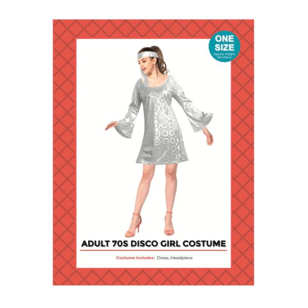 Silver Adult 70s Disco Girl Costume