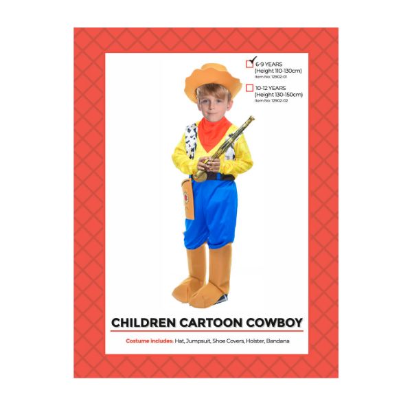 Cartoon Cowboy Children Costume - 6 - 9 Years