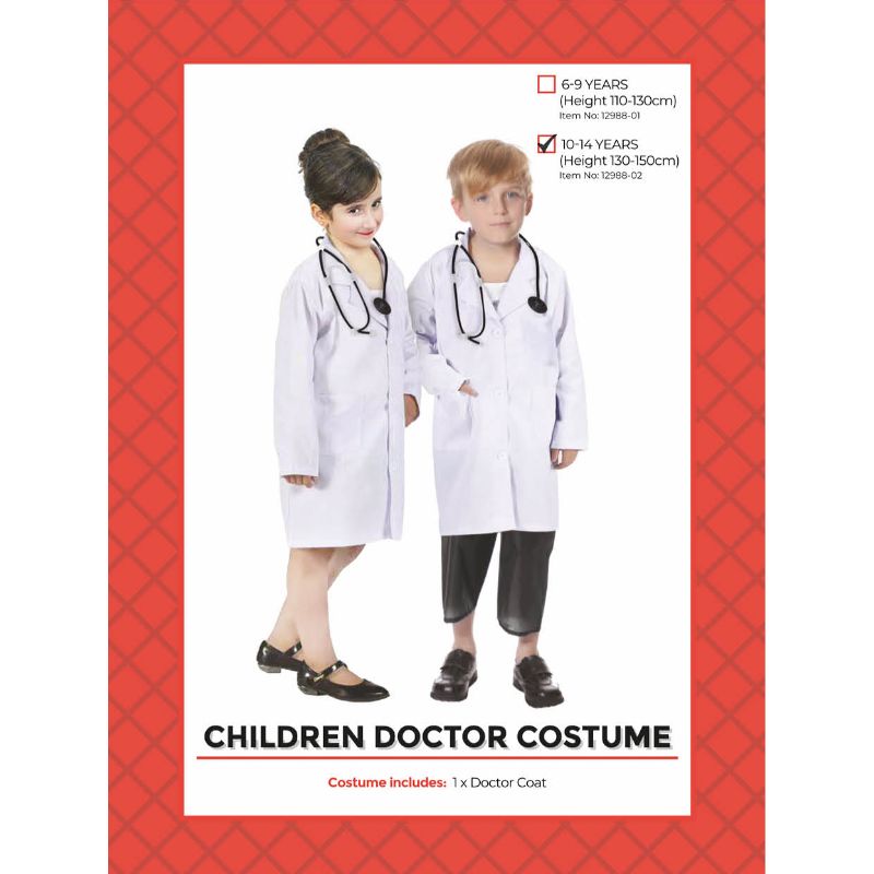 Kids Doctor White Costume - Size 10-14 Years