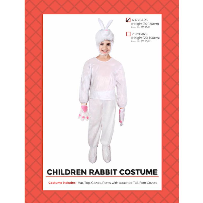 Kids White Rabbit Costume - Size 4-6 Years