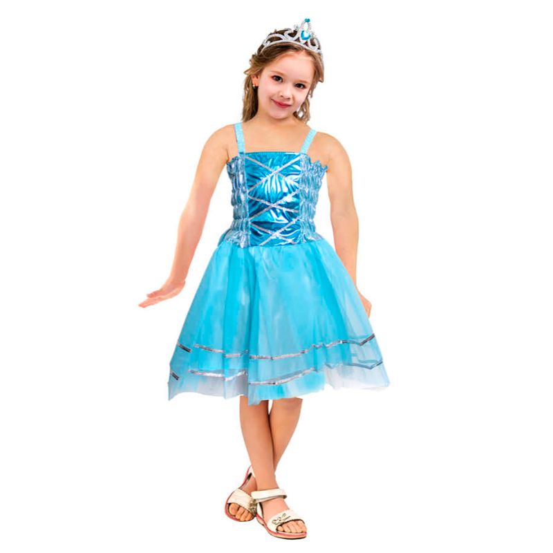 Girls Sparkly Blue Princess Dress - Size 4-7 Years
