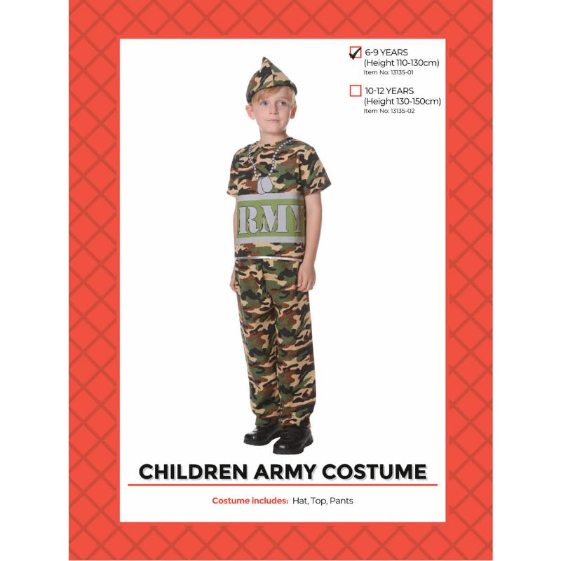 Boys Army Costume - (6 - 9 Years)