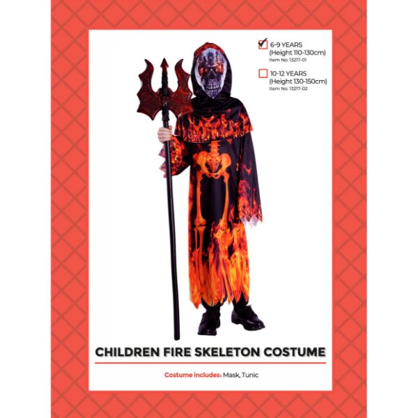 Children Fire Skeleton Costume (6-9years)
