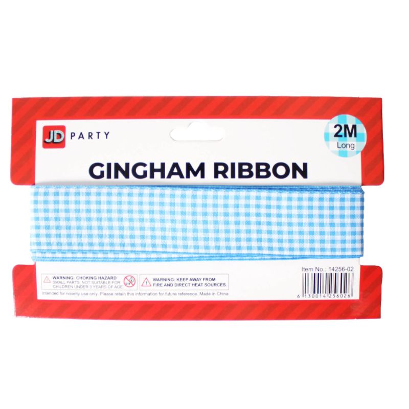 Blue Gingham Ribbon - 2m