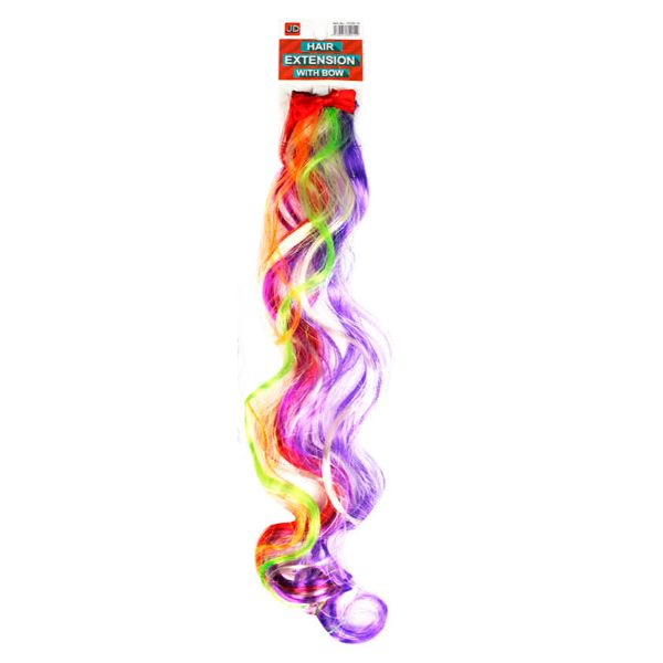 Rainbow Curly Hair Extension With Bow