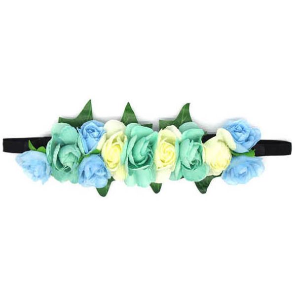 Blue Green & Cream Flower Hair Band