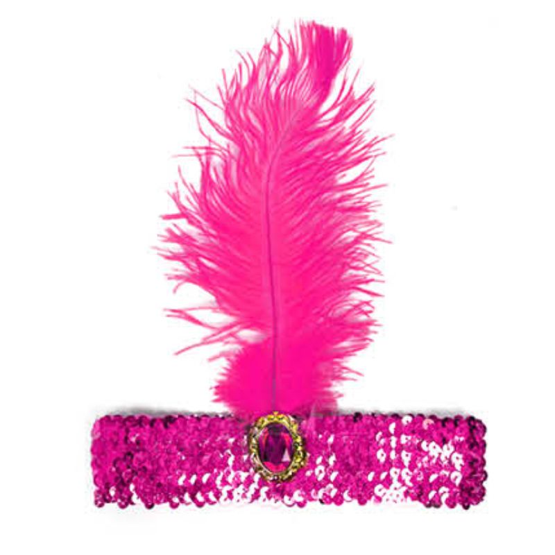 Hot Pink Sequin Flapper Headband - L