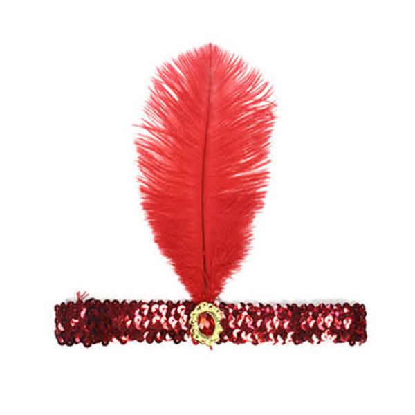 Red Sequin Flapper Headband - S