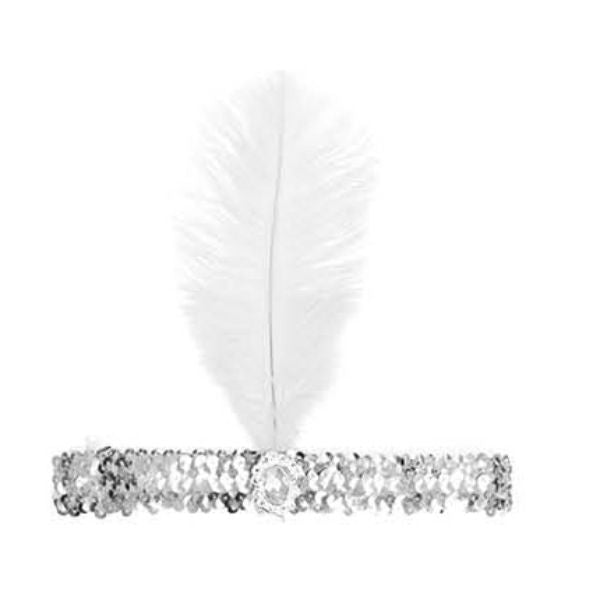 Silver Sequin Flapper Headband - S