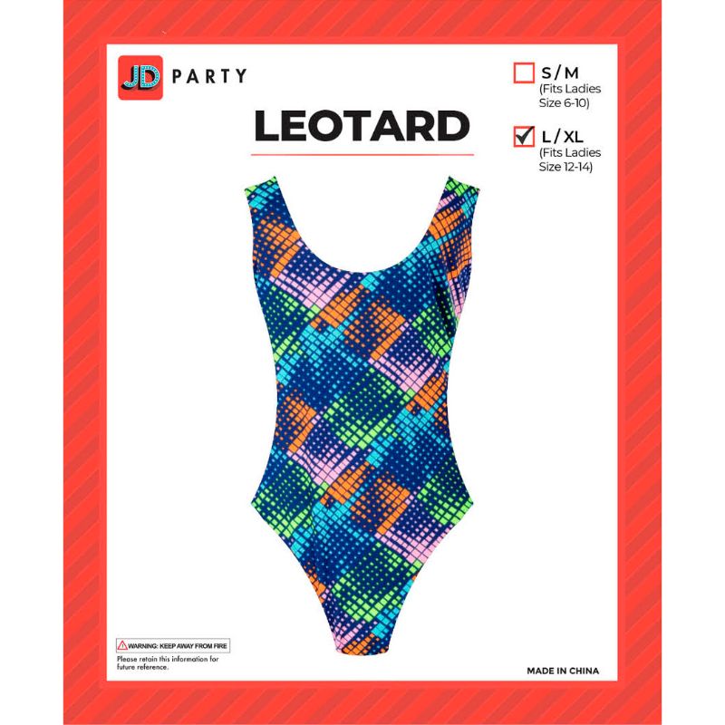 Neon Grid Adult Print Leotard - L/XL