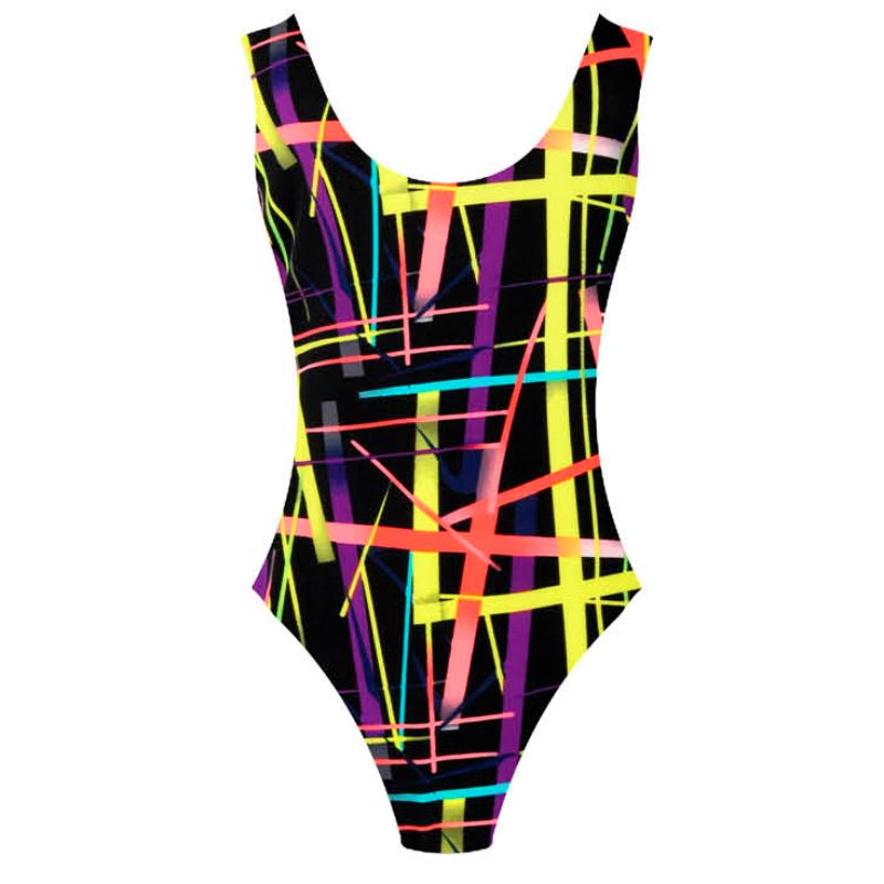 Neon Stripes Adult Print Leotard - L/XL